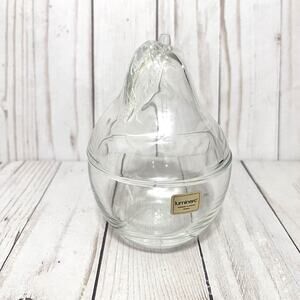 Luminarc Vintage Clear Glass Pear Candy Dish Made in France Farmhouse Decor